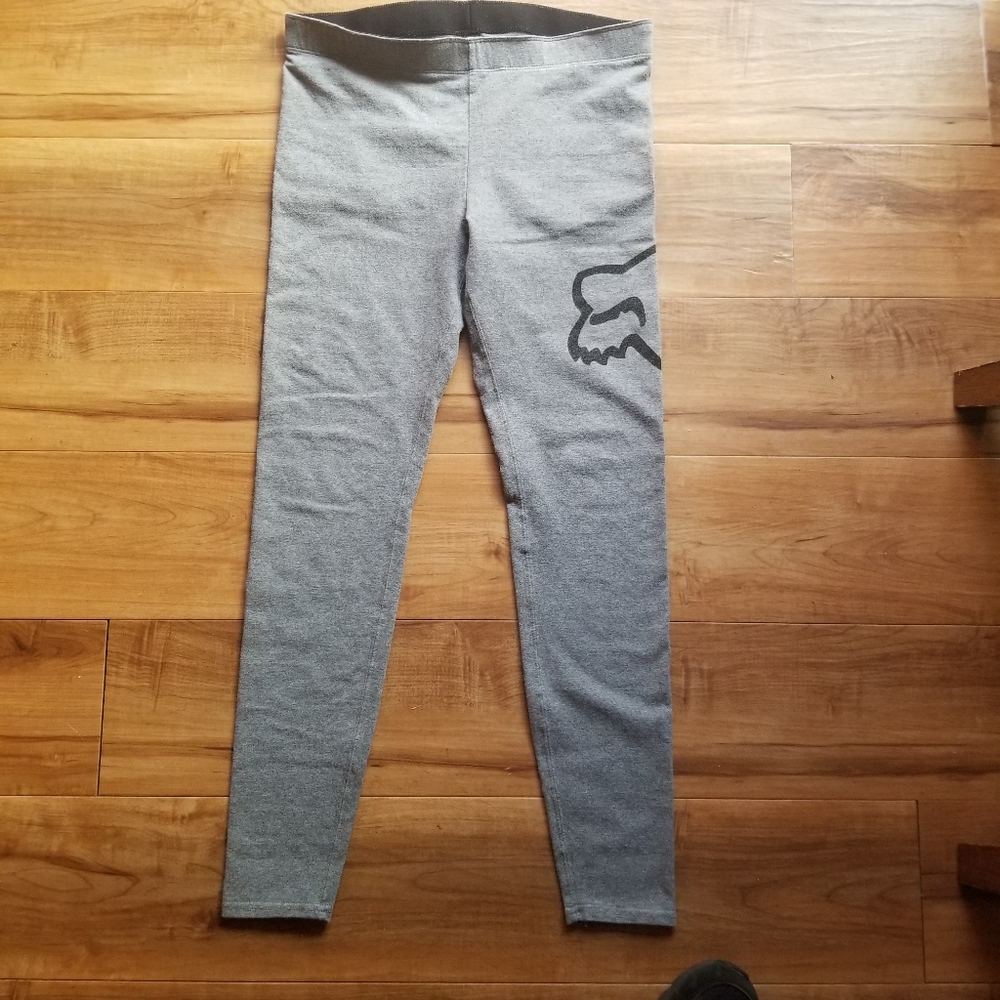 Fox Racing; sz Med. wmns leggings/tights. Grey / Black